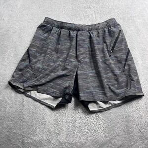 Lululemon Surge Lined Shorts 6 Mens Gray Multi Color Space Dye Running Athletic